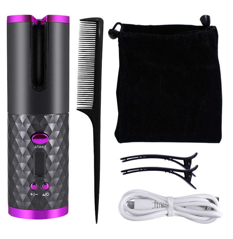 Rechargeable Automatic Hair Curler Women Portable Hair Curling Iron LCD Display Ceramic Curly Rotating Curling Wave Styer Louisiana Mart