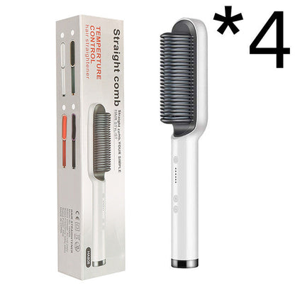 New 2 In 1 Hair Straightener Hot Comb Negative Ion Curling Tong Dual-purpose Electric Hair Brush Louisiana Mart