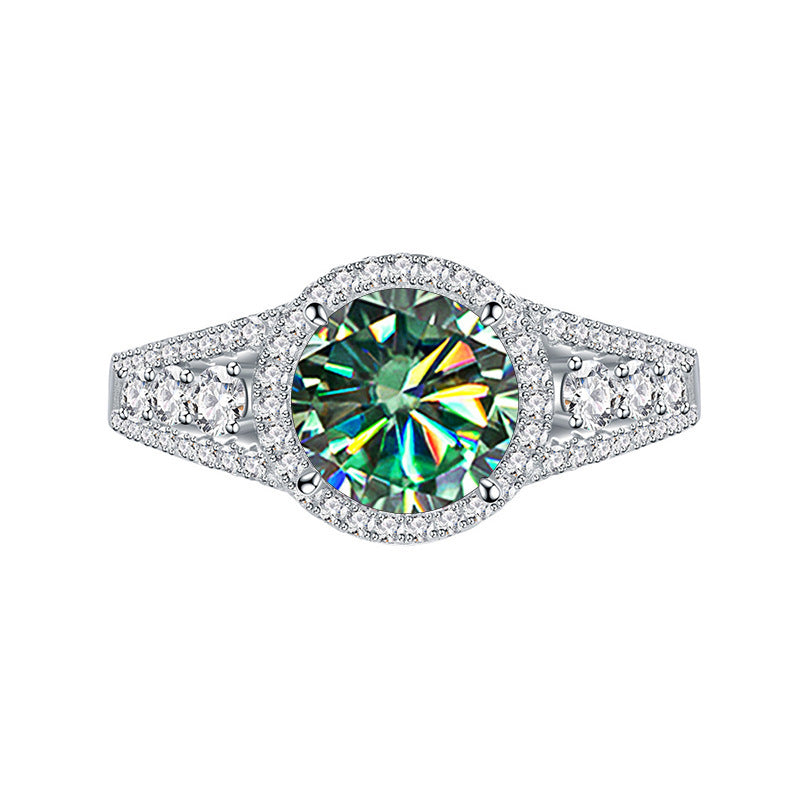 2CT Color Moissanite Ring Sterling Silver S925