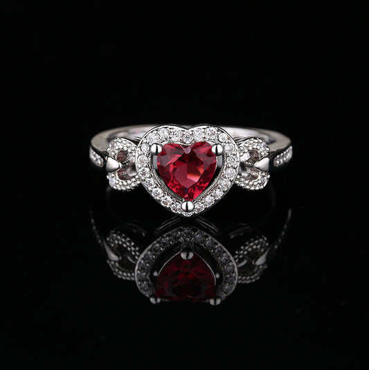 Women's Red Heart-shaped Wedding Ring Personalized Bracelet