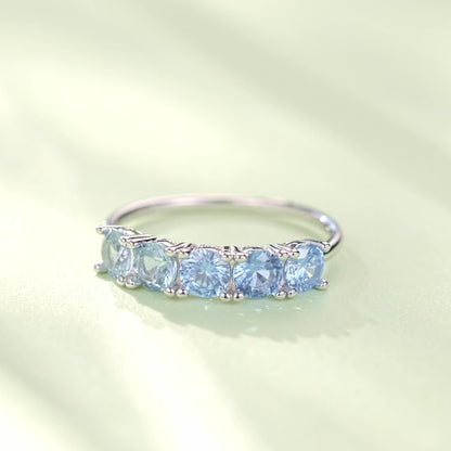 Gradient Blue Zircon S925 Sterling Silver High Sense Ring Bracelet