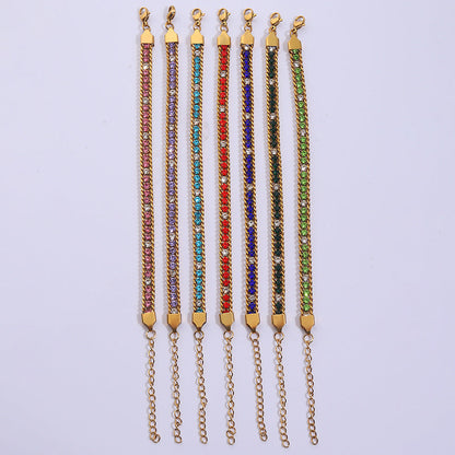 Three-layer Diamond Versatile Personality Stainless Steel Bracelet