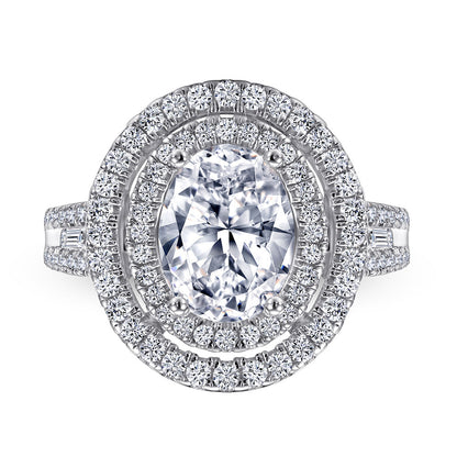 Oval Zircon Silver Ring Female Niche High Sense