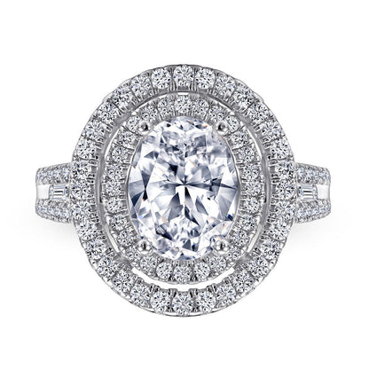 Oval Zircon Silver Ring Female Niche High Sense