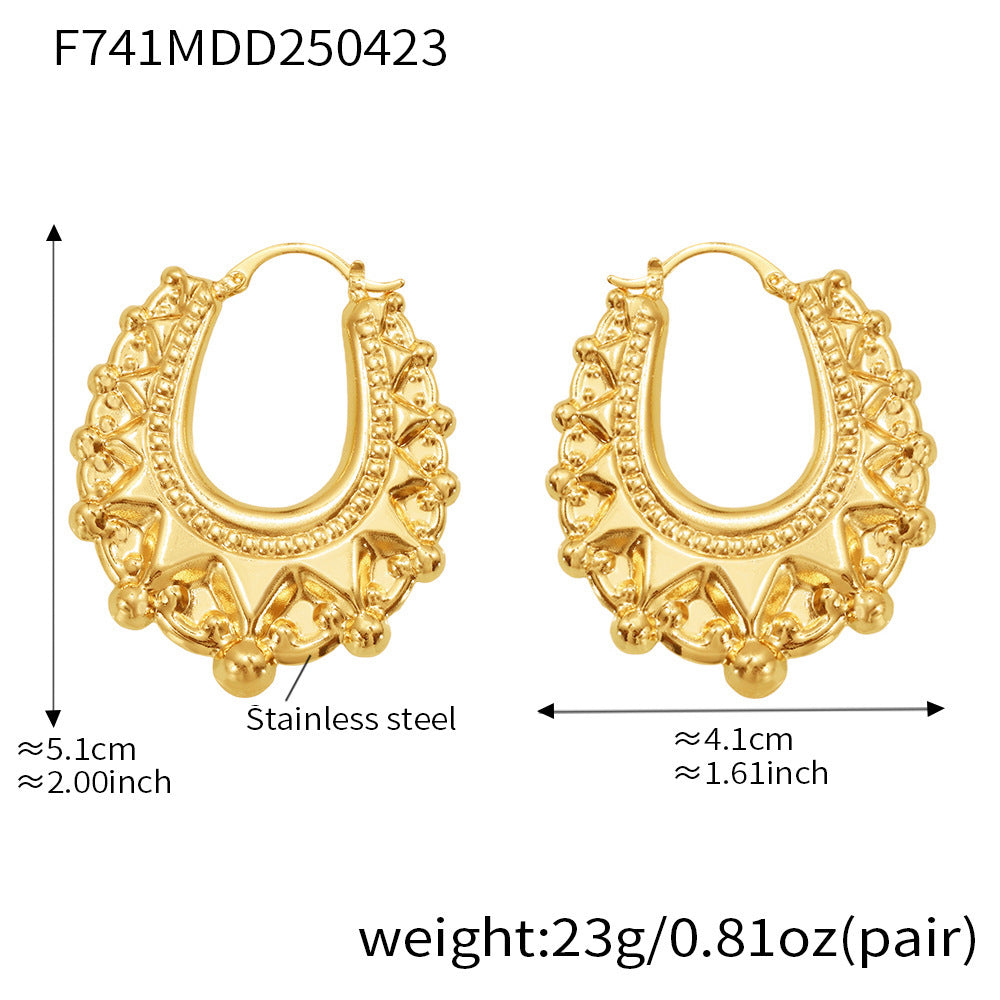 Personalized Gear Texture Earrings Stainless Steel Girls
