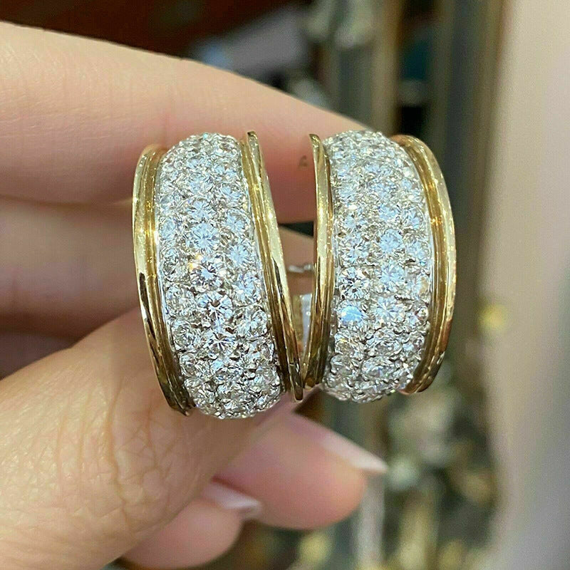 Dense Inlaid Arrangement Atmosphere Hong Kong Style Earrings