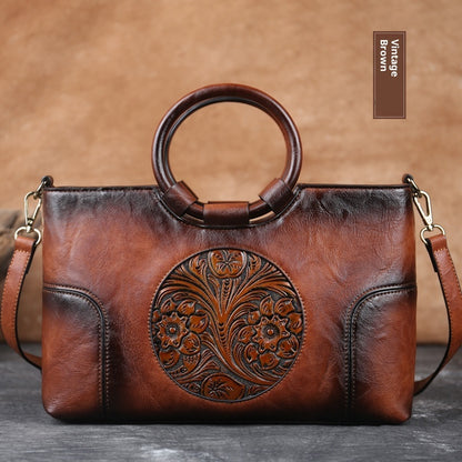 Small Square Crossbody Bag Retro Embossed PU Handbag