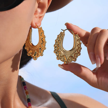 Personalized Gear Texture Earrings Stainless Steel Girls