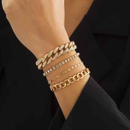Retro Easy Matching Snake Bones Chain Bracelet Women's Simple Rhinestone Bracelet