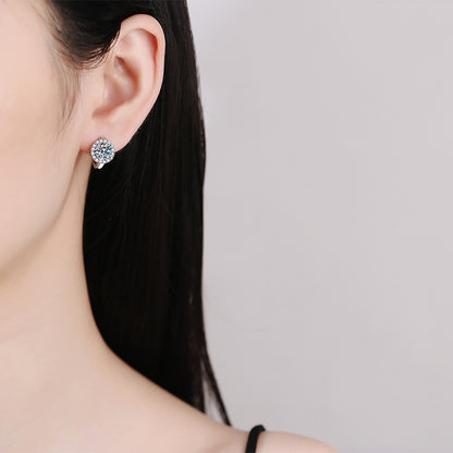S925 Sterling Silver Moissanite Earrings For Women SUNFLOWER Ear Clip