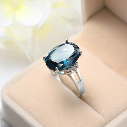 Blue Black Zircon Decorative Ring