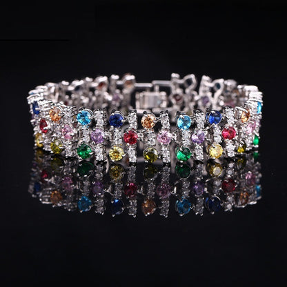 Luxury AAA Zircon Bracelet – Blue Crystal Hand Accessory | Factory Hot Sale 17.8cm