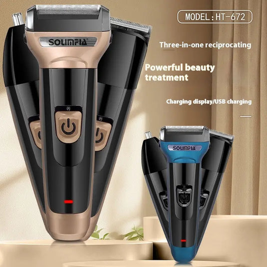 Three-in-one Electric Shaver Reciprocating Shaver Hair Clipper Louisiana Mart
