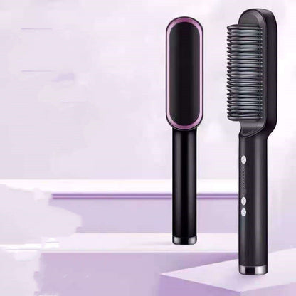 New 2 In 1 Hair Straightener Hot Comb Negative Ion Curling Tong Dual-purpose Electric Hair Brush Louisiana Mart