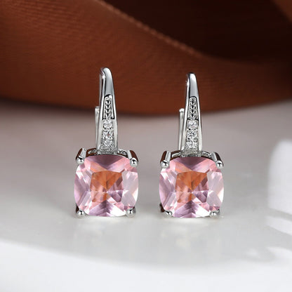 Square Zircon Inlaid Ear Hook Korean Style Fashion All-matching