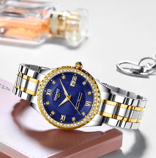 Women's Waterproof Watch Luminous Date Display Steel Band