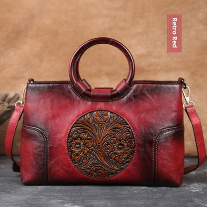 Small Square Crossbody Bag Retro Embossed PU Handbag