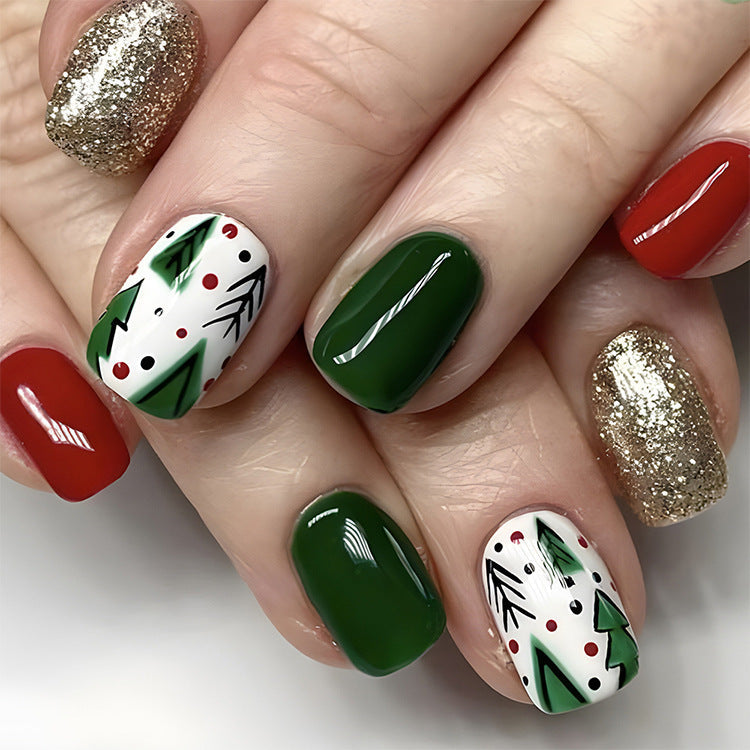 24pcs Christmas False Nails Hat Striped Snowflake Nail Art Stickers For Parties Dances Or Holiday Wear Louisiana Mart