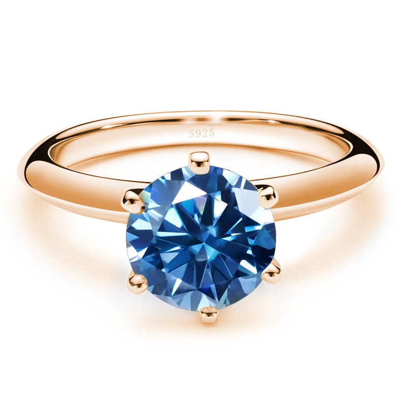 Moissanite Ring Female S925 Silver 18K Gold Plating