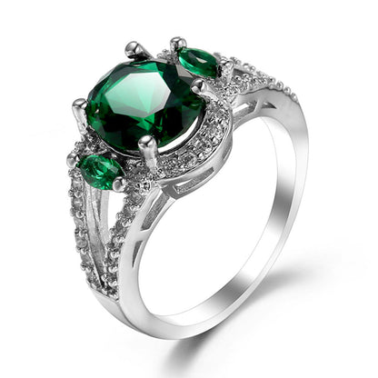 Temperament And Fully-jewelled Copper Inlaid Zircon Ring Women