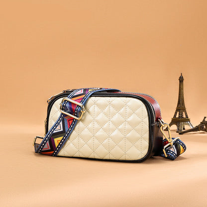 Small Leather Crossbody Bag Square Purse 2 Straps Women