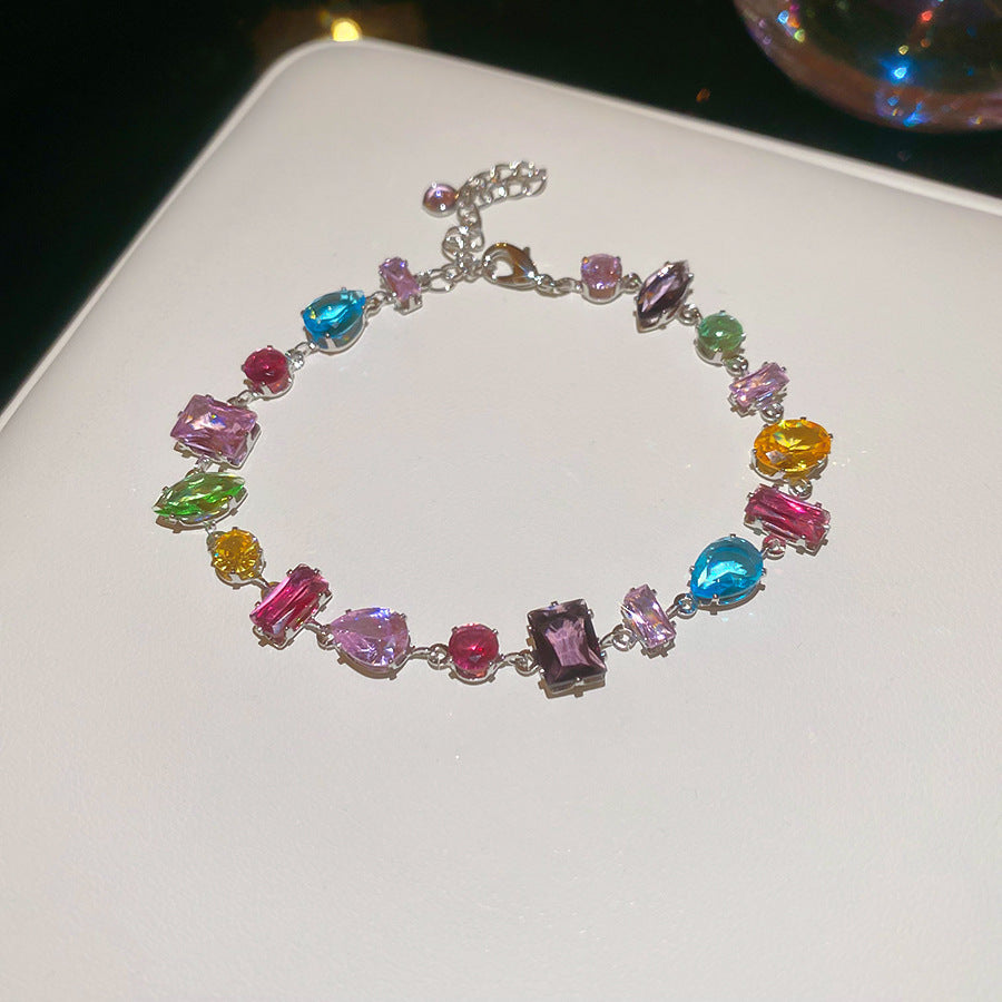 Irregular Geometric Zircon Drop-shaped Bracelet