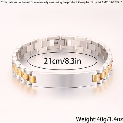 Women's Simple And Versatile Diamond Inlaid Curved Titanium Steel Bracelet