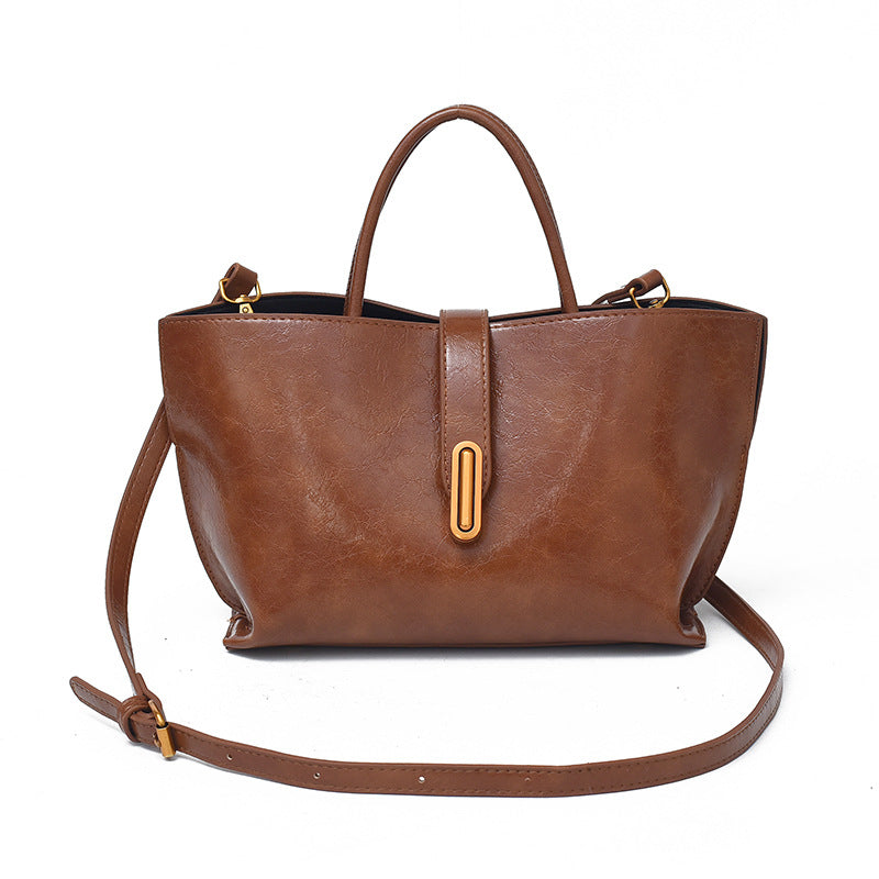 Leather Bucket Bag Women Crossbody Elegant Daily Handbag