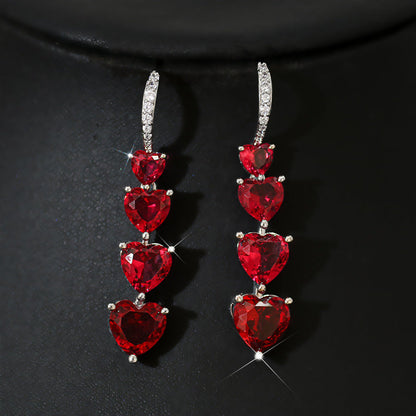 Niche Refined Zircon Love Heart Earrings Female