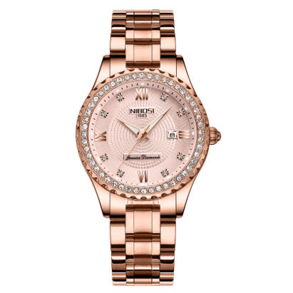 Women's Waterproof Watch Luminous Date Display Steel Band