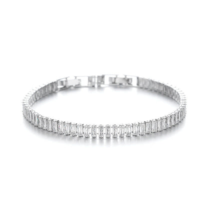 European And American Simple Rectangular Affordable Luxury Style Full Diamond Fashion All-match Bracelet
