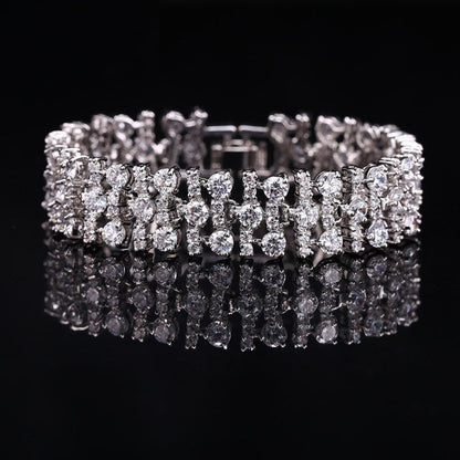 Luxury AAA Zircon Bracelet – Blue Crystal Hand Accessory | Factory Hot Sale 17.8cm