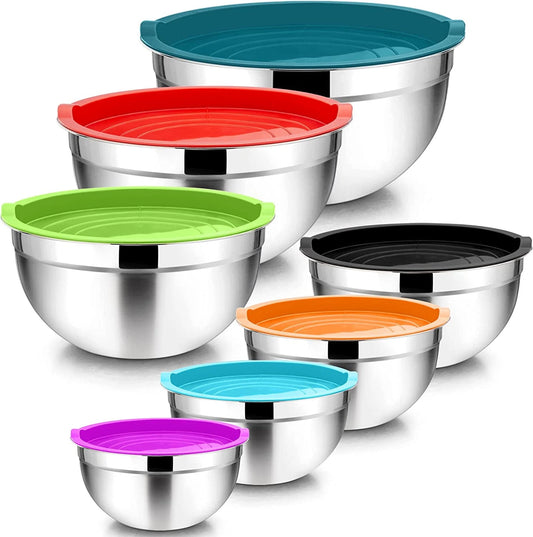 Vesteel 7-Piece Stainless Steel Mixing Bowls Set with Lids