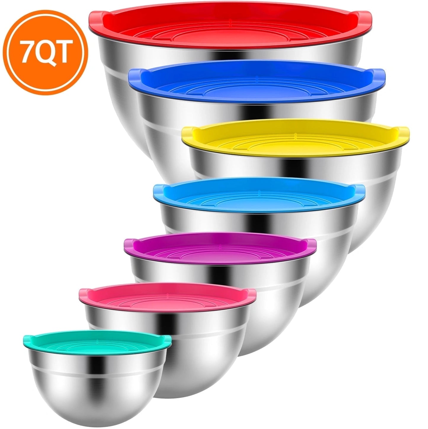 TINANA 7-Piece Stainless Steel Mixing Bowls Set with Lids
