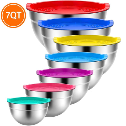 TINANA 7-Piece Stainless Steel Mixing Bowls Set with Lids