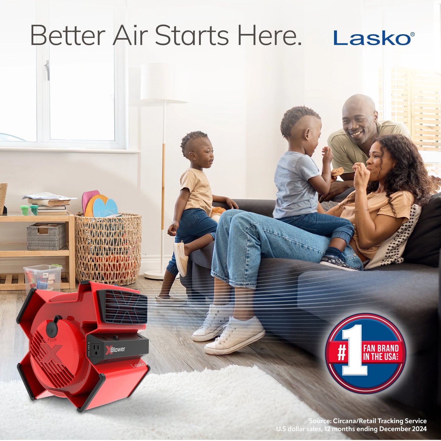 Lasko 11" X-Blower Utility Fan with USB Port, Red X12900