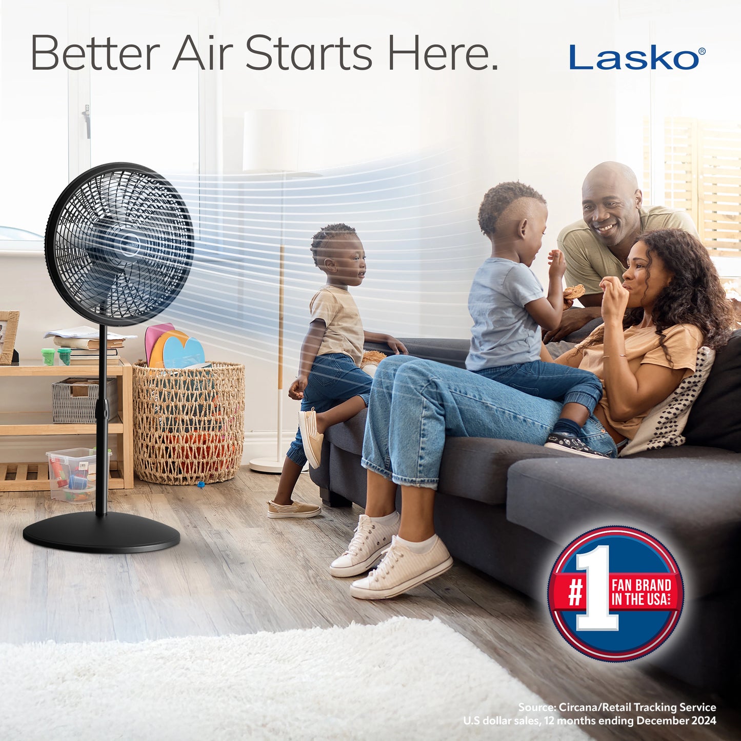Lasko 18" Oscillating Pedestal Fan 3-Speed Black S18910