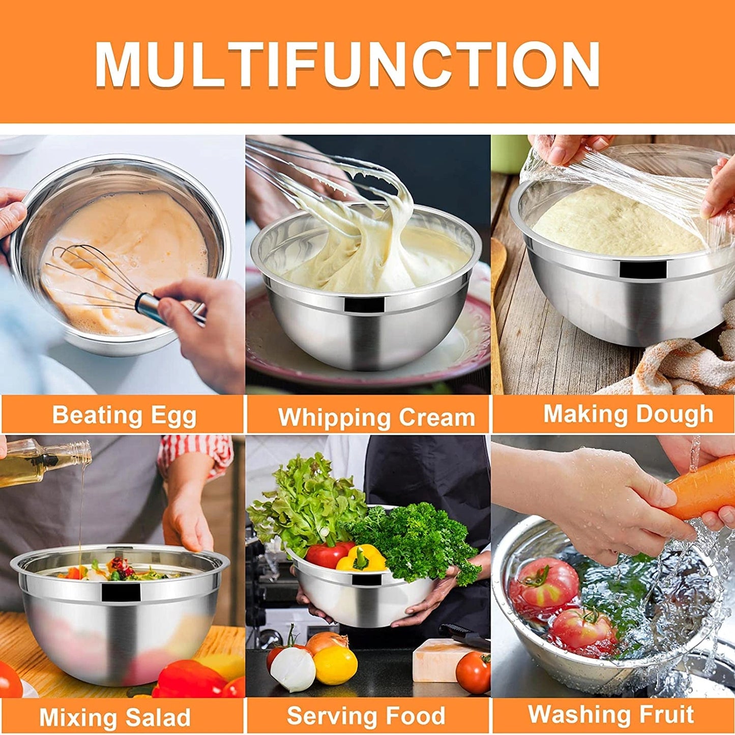 Vesteel 7-Piece Stainless Steel Mixing Bowls Set with Lids