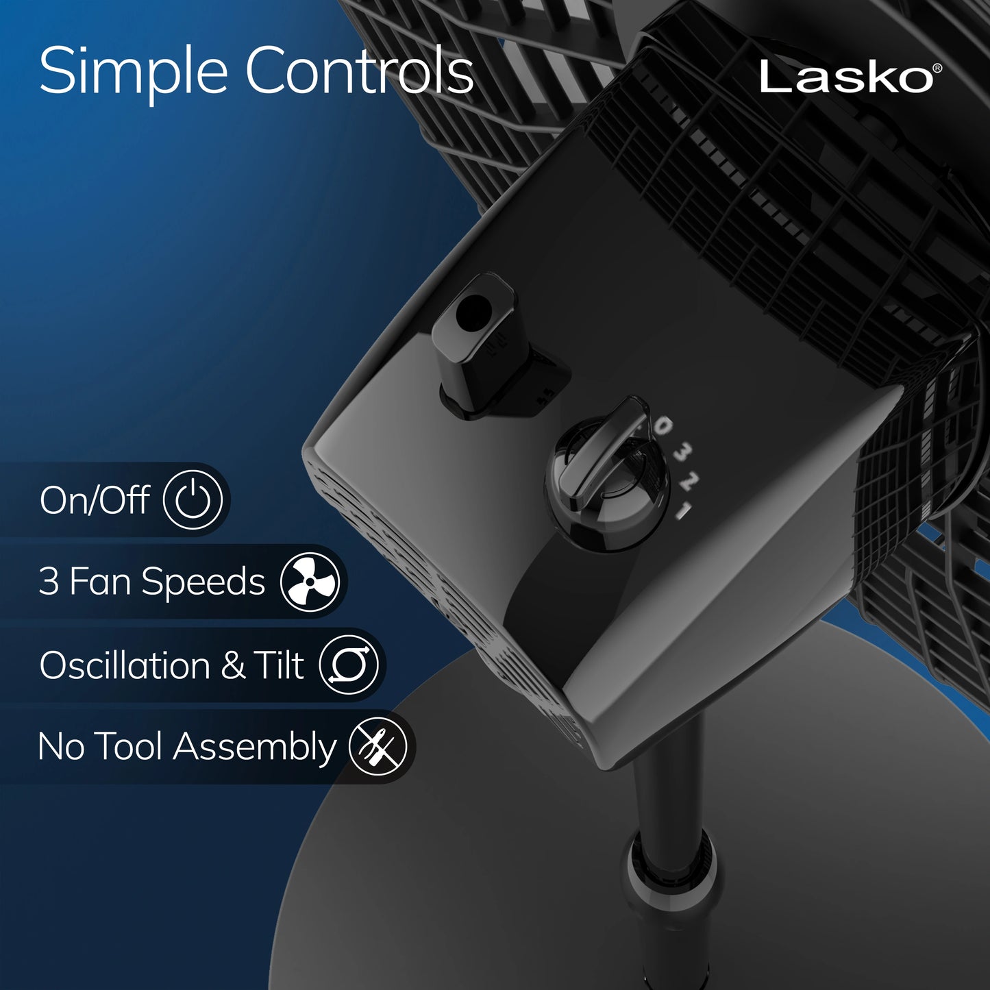 Lasko 18" Oscillating Pedestal Fan 3-Speed Black S18910