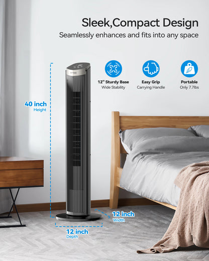 NFTIGB 40" Tower Fan with Remote, 5 Speeds, 70° Oscillation