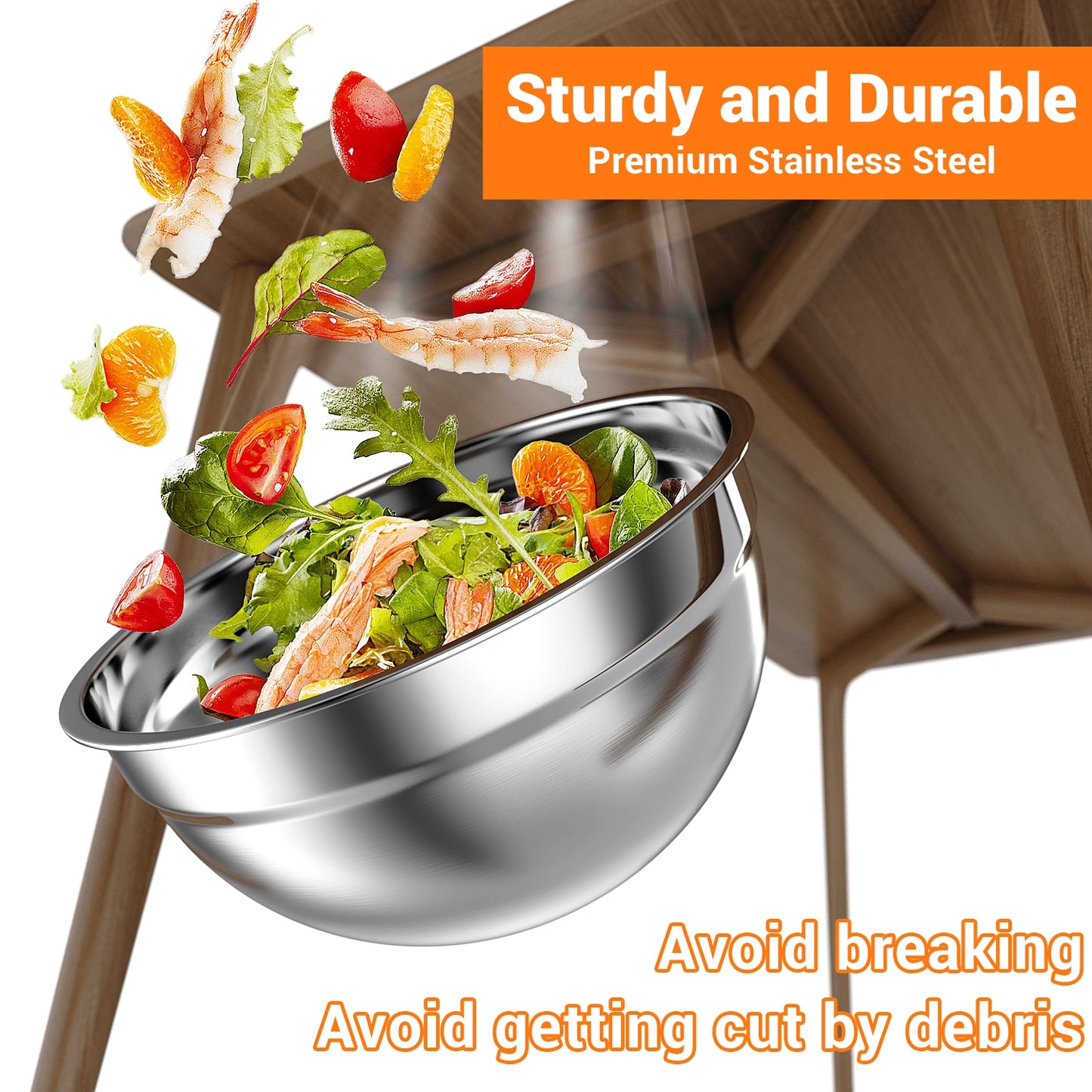 TINANA 7-Piece Stainless Steel Mixing Bowls Set with Lids