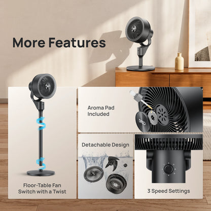Dreo 2-in-1 Oscillating Pedestal Fan with 3 Speeds