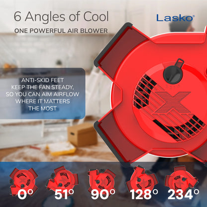 Lasko 11" X-Blower Utility Fan with USB Port, Red X12900