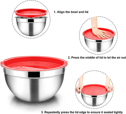 Vesteel 7-Piece Stainless Steel Mixing Bowls Set with Lids