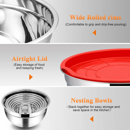 Vesteel 7-Piece Stainless Steel Mixing Bowls Set with Lids