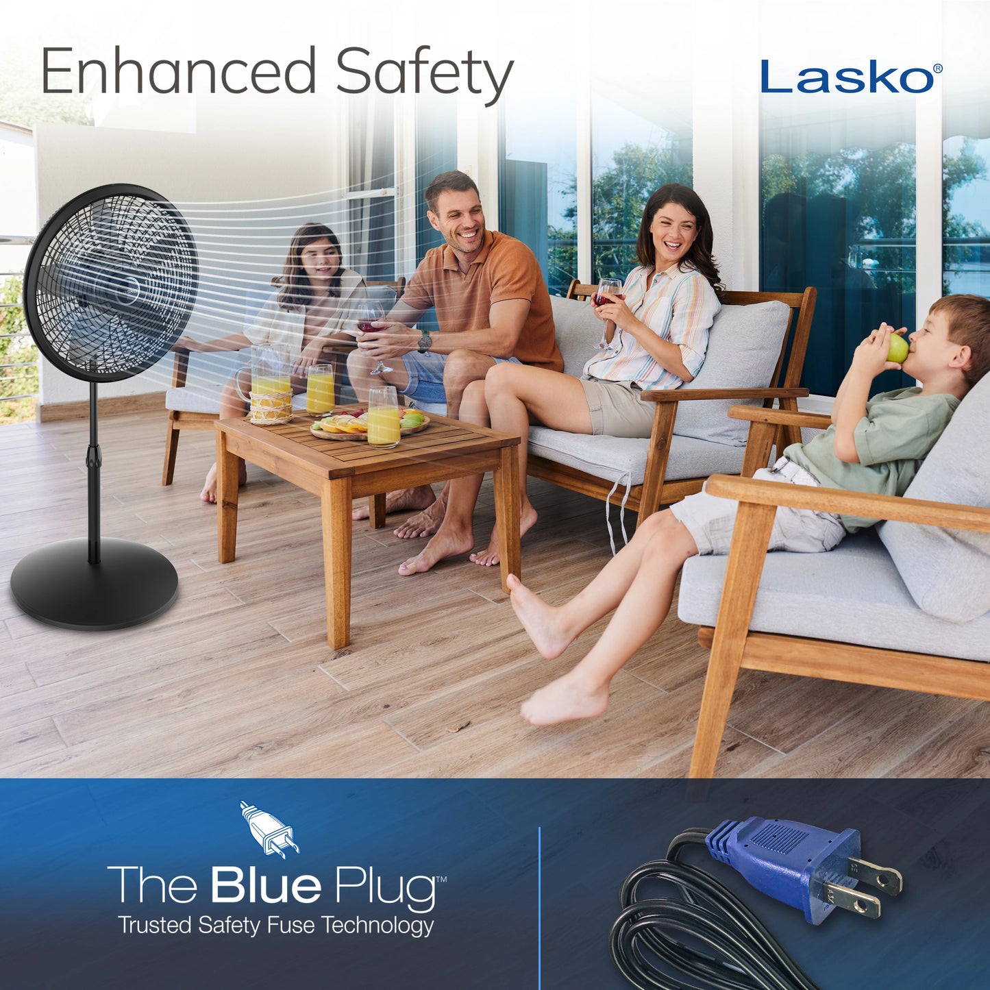 Lasko 18" Oscillating Pedestal Fan 3-Speed Black S18910