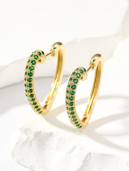 Fashion Retro Gold Love Multi-color Zircon Stud Earrings