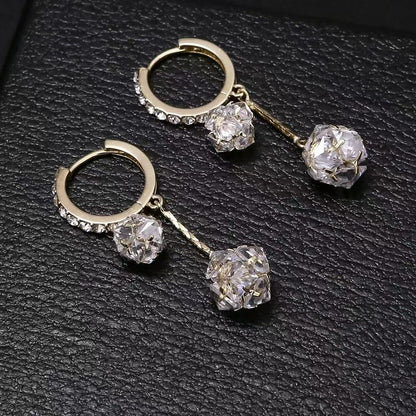 Tassel Ball Exquisite Rhinestone Ball Confession Trendy Earrings