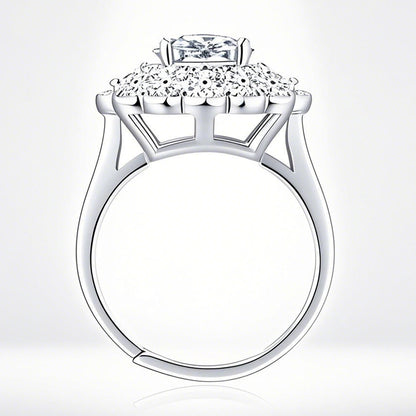 Women's Simple And Versatile S925 Silver Moissanite Ring Flowers