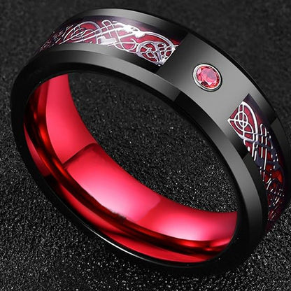 Stainless Steel Ring With Diamond Dragon Pattern Patch Cross-border Hot Ring Factory Wholesale